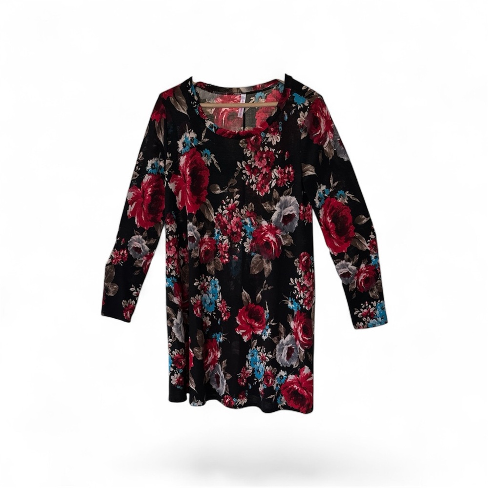 Floral Black and Red Women's Tunic